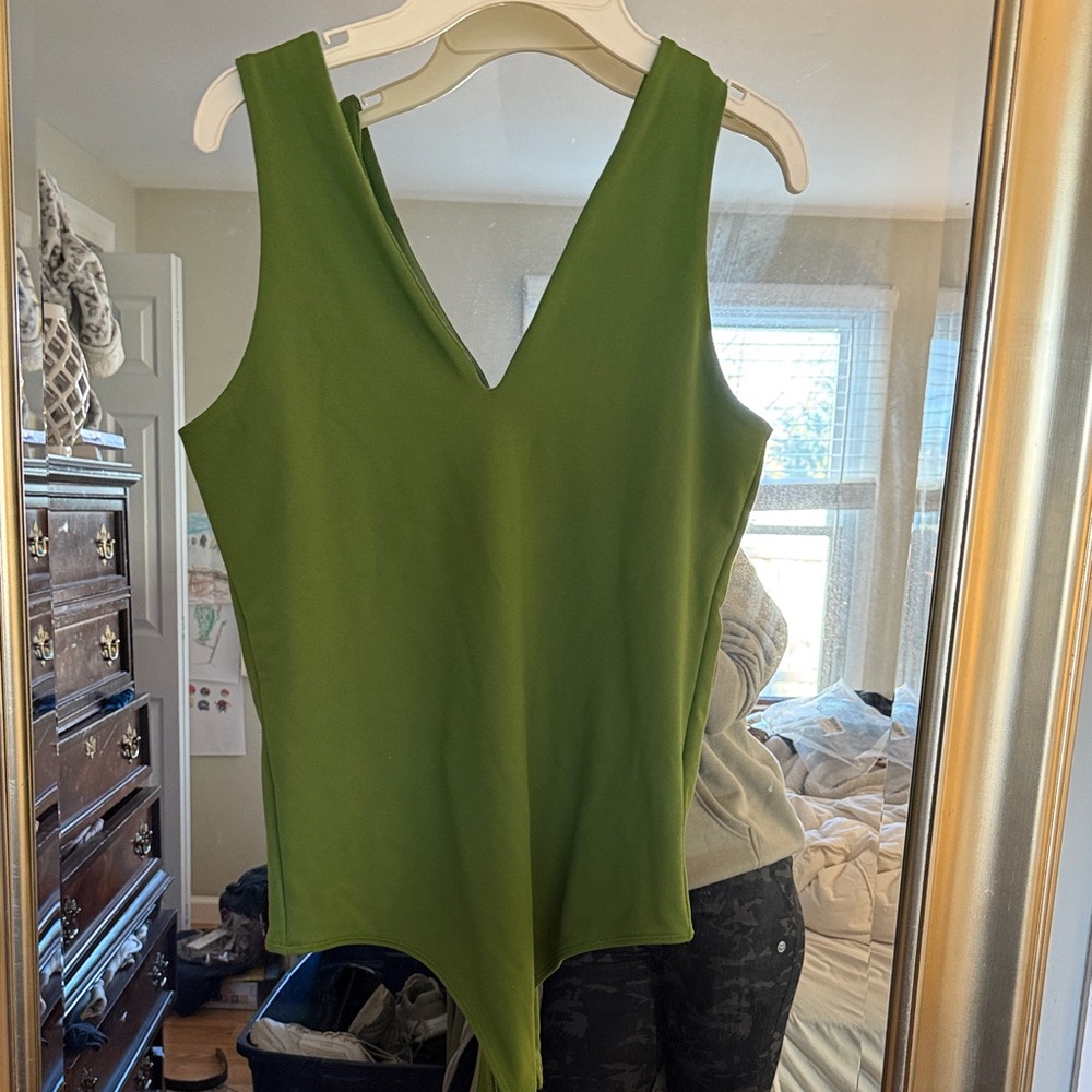 Abercrombie & Fitch Olive Green V-Neck Bodysuit